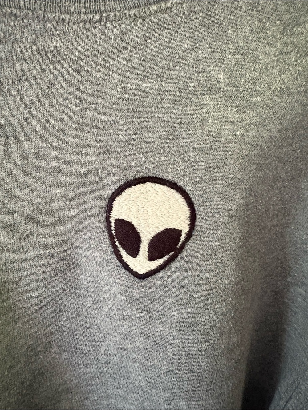 Gray Cropped Alien Patch Sweatshirt - Picture 2 of 4